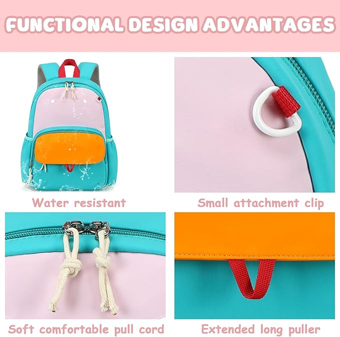 BTOOP Kids Backpack for Boys Girls 3-6, Preschool Kindergarten Backpack with Insulated Lunch Compartment & Chest Strap, Cute Lightweight School Travel Bag Fits A4 Folder