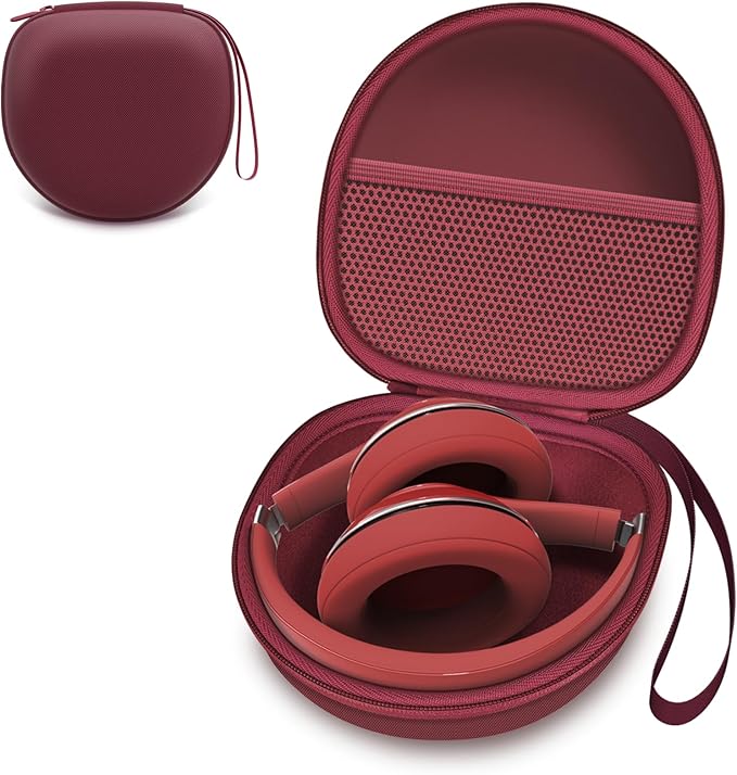 Headphone Case Compatible with BERIBES/TOZO/KVIDIO/Beats/Soundcore Anker/JBL Noise Cancelling Over-Ear Headphones, Wine Red