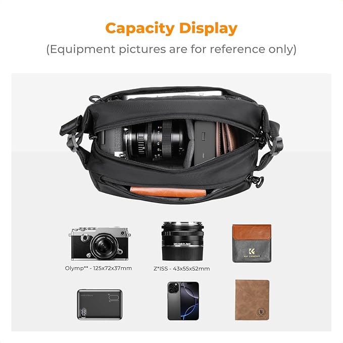 K&F CONCEPT Camera Sling Bag Crossbody Bag Waterproof Camera Shoulder Backpack DSLR/SLR/Mirrorless Camera Case