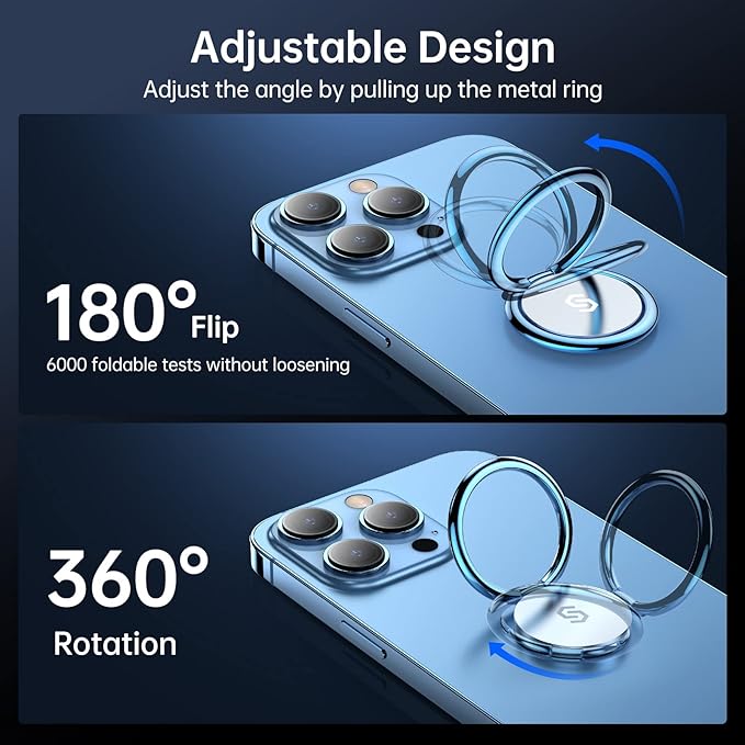 Syncwire Cell Phone Ring Holder Stand, 360 ° Rotation Finger Ring Kickstand Polished Metal Phone Grip Compatible with iPhone, Samsung, LG, Sony
