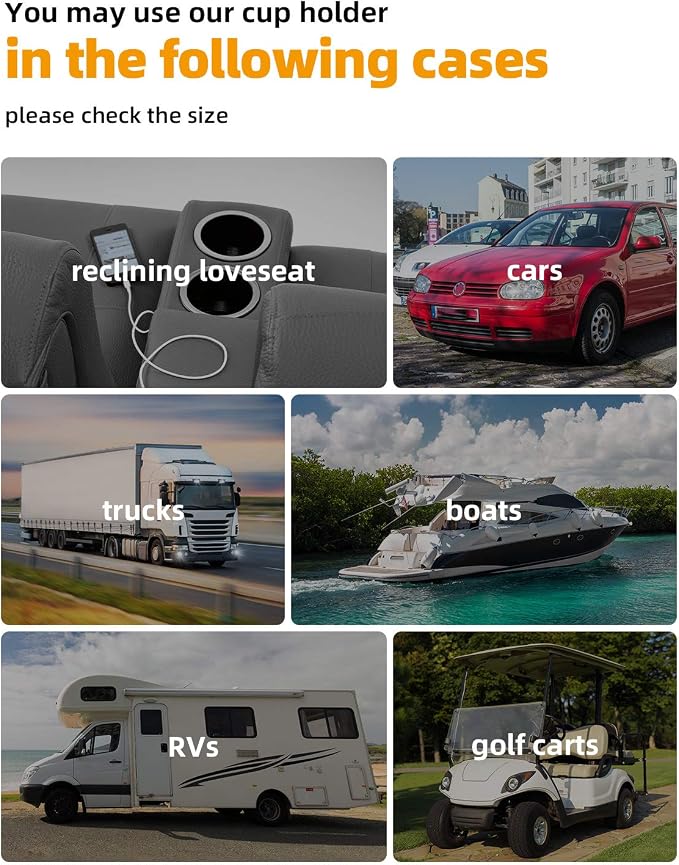 JoyTutus Cup Holder Insert 2pcs for RV Boat Car Couch Golf Cart, Elegant Chrome, Large Plastic Universal Drop in Cup Holder for Pontoon Table Sofa