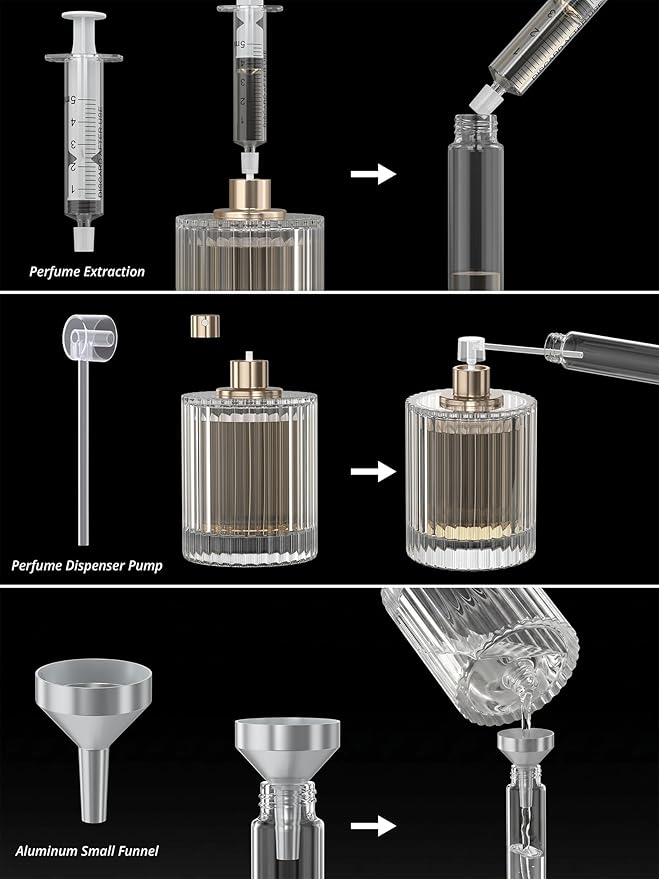 12ml Genuine Leather Perfume Atomizer Refillable, Portable Mini Cologne Sprayer with Magnetic Cap & 3 Refill Tools, Luxury Travel Size Fragrance Spray Bottle for Men & Women (Black)