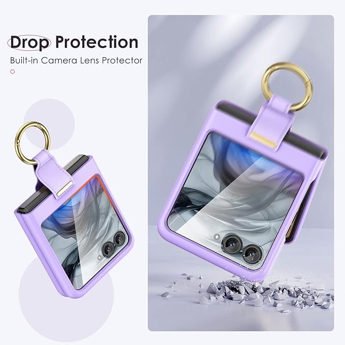 Maxdara for Motorola Razr 2026/2025/2024 Case with Ring [Not Fit Ultra or Plus], Moto Razr 2026 & Razr 2025 Case with Built-in Screen Protector Slim Thin Cover(Purple)