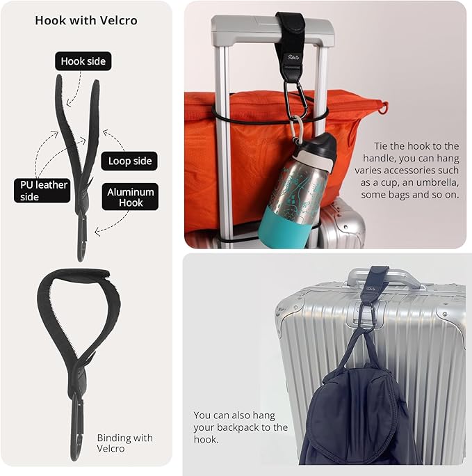 Luggage Straps 3 PCS for Suitcases, Connector Strap with Heavy Duty Lockable Buckle Connect 2 Suitcases, a Luggage Hook with Velcro Fixing Travel Accessories, Bags, a Bag Strap Adding a Backpack