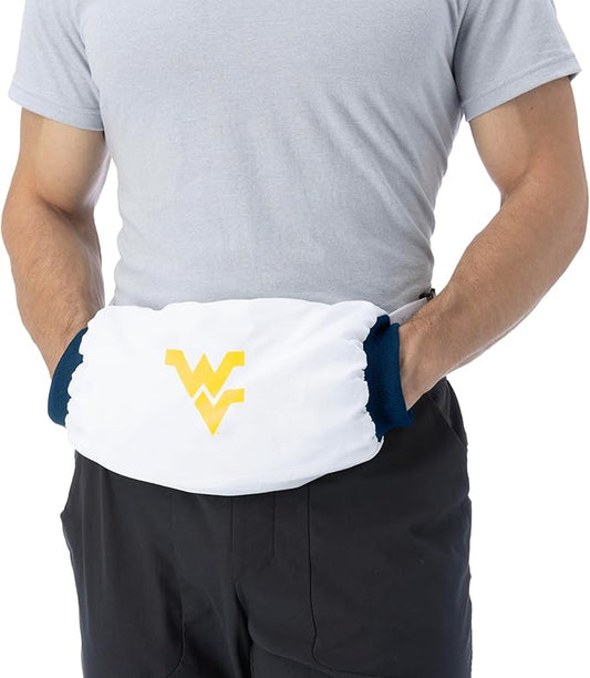 Northwest NCAA West Virginia Mountaineers Hand Warmer with Adjustable Waist Strap, Officially Licensed Cold Weather Hand Muff for College Sports, Outdoor Sports, Insulated Pocket, Polyester, 7 x 15 in