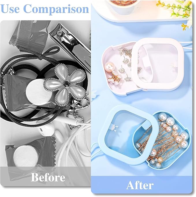 Hair Tie Organizer,Portable Travel Qtip Holder,Bathroom Storage Organizer Qtip Dispenser Cotton Swabs Dispenser Kids Hair Accessory Box with Lid for Bathroom (2PCS,Purple)