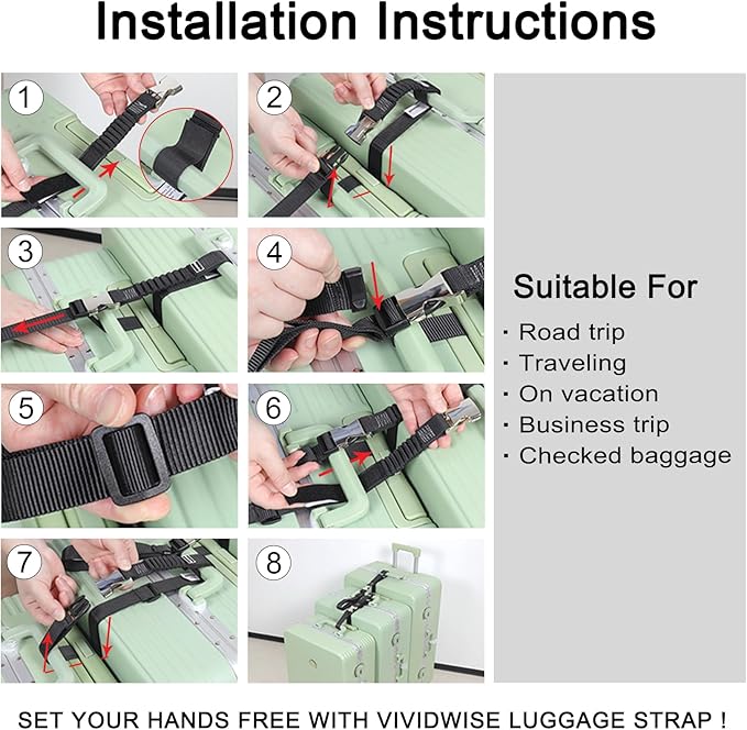 Luggage Straps, Stretchable Luggage Connector Straps for Suitcases, Metal Buckle Add A Bag Adjustable Attachment Accessories Belts (Black-Metal Buckle, 1.25" W)