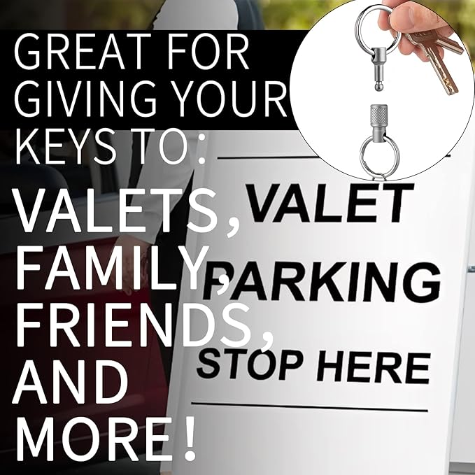 FEGVE Titanium Quick Release Swivel Keychain, Pull Apart Detachable Keychain Heavy Duty Car Key Holder with Key Rings