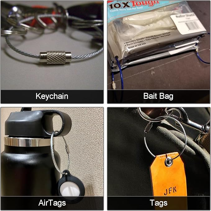 CooBigo 25 Pack Wire Key Ring Large Cable Key Chain Rings 6" Metal Keychain Keyring Loop Bulk for Outdoor Luggage Tags(THICK: 2MM)