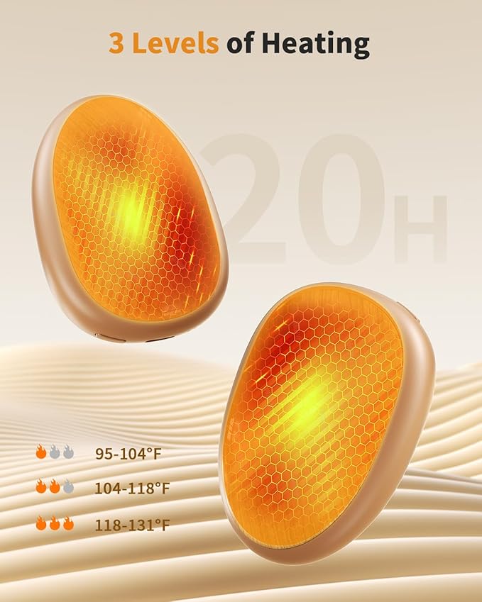 Hand Warmers Rechargeable 2 Pack, AI Temperature Control Electric Handwarmers, Stone Shape Portable Pocket Heater, Great Gift for Christmas Hunting, Golf, Camping Black
