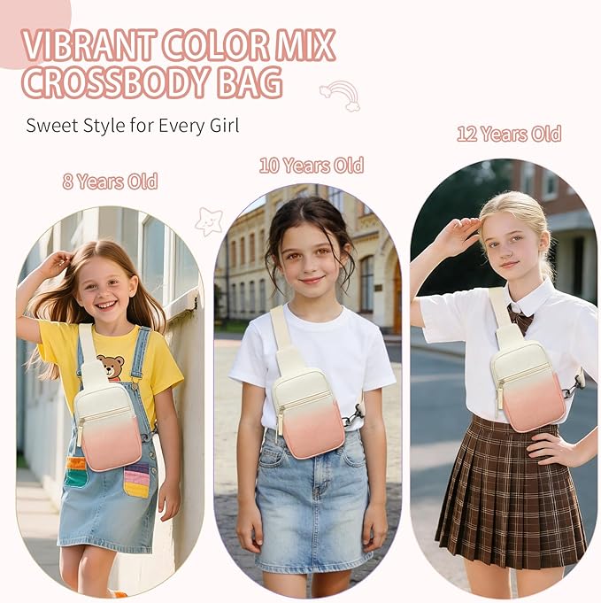Birthday Gifts for 8 9 10 11 12 Year Old Teens Girls Kids, Fanny Pack Crossbody Bag Sling Belt Bags Purse, Dorm Travel Essentials for Girls Fashion, Preppy Tween Teen Girl Gift Trendy Stuff