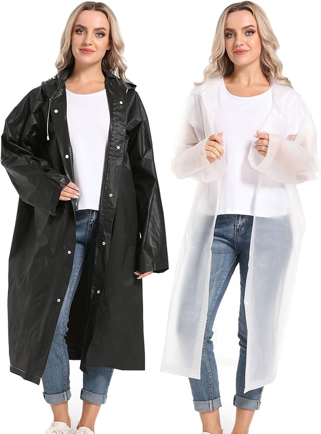 Rain Ponchos for Adults Reusable Raincoats Survival Heavy Duty Military Impermeable 2 Packs Rain Coat…