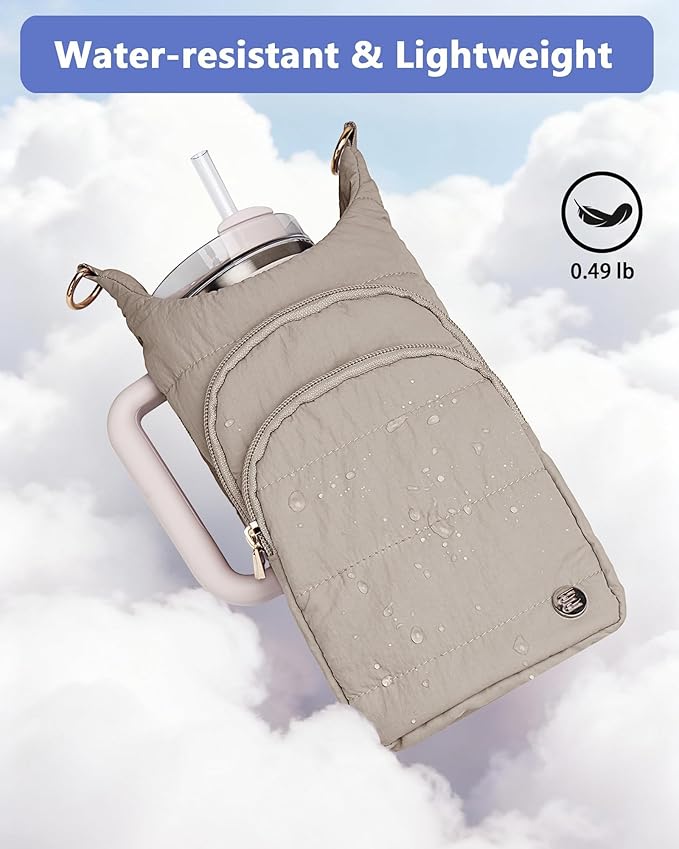 Water Bottle Holder with Strap for 30/32 oz, Crossbody Water Bottle Carrier Bag with RFID Blocking Phone Pocket