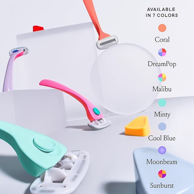 Billie Razors for Women Shave Kit – Women’s Razor + 4 x 5-Blade Razor Refills + Magnetic Holder – DreamPop,(Pack of 12)