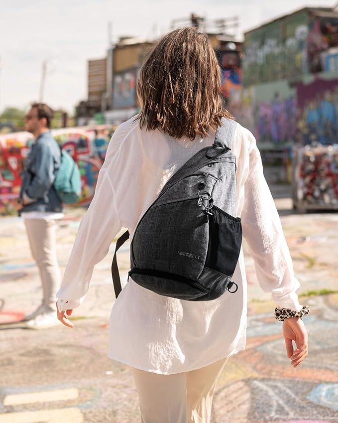 WATERFLY Sling Bag Sling Backpack Small Crossbody Shoulder Bag for Men Women Traveling Cycling Hiking Daypack