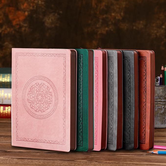 Fetinar 2026 Leather Vintage Journal Notebook,300 Pages,Leather Softcover Lined Journal Notebooks for Women Men,Notebook Journals for Writing Travel,Business,Office,Grey