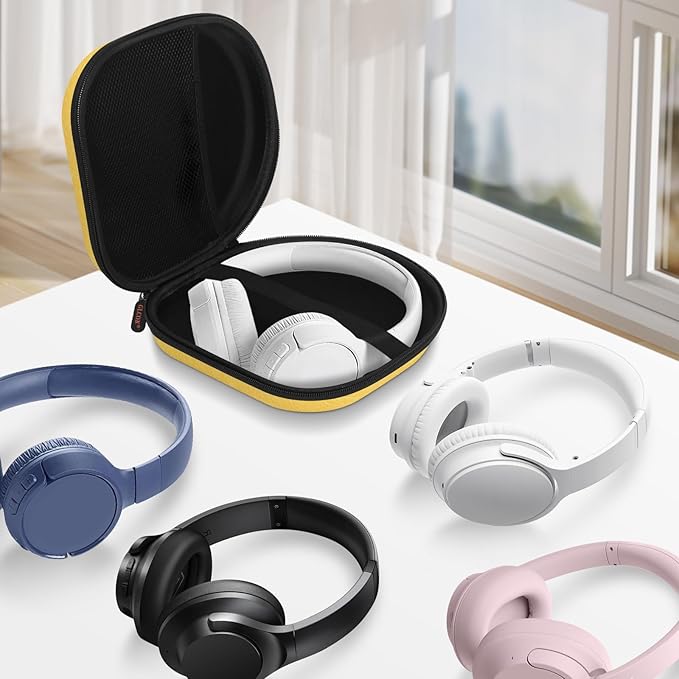 Hard Shell Headphone Case - Durable Zipper Headphones Case Portable Carrying Pouch Bag Compatible with JBL 770NC/720BT/520BT/510BT, Sony WH-CH520/WH-CH720N, Soundcore, Bose, Jlab, TOZO Headphones