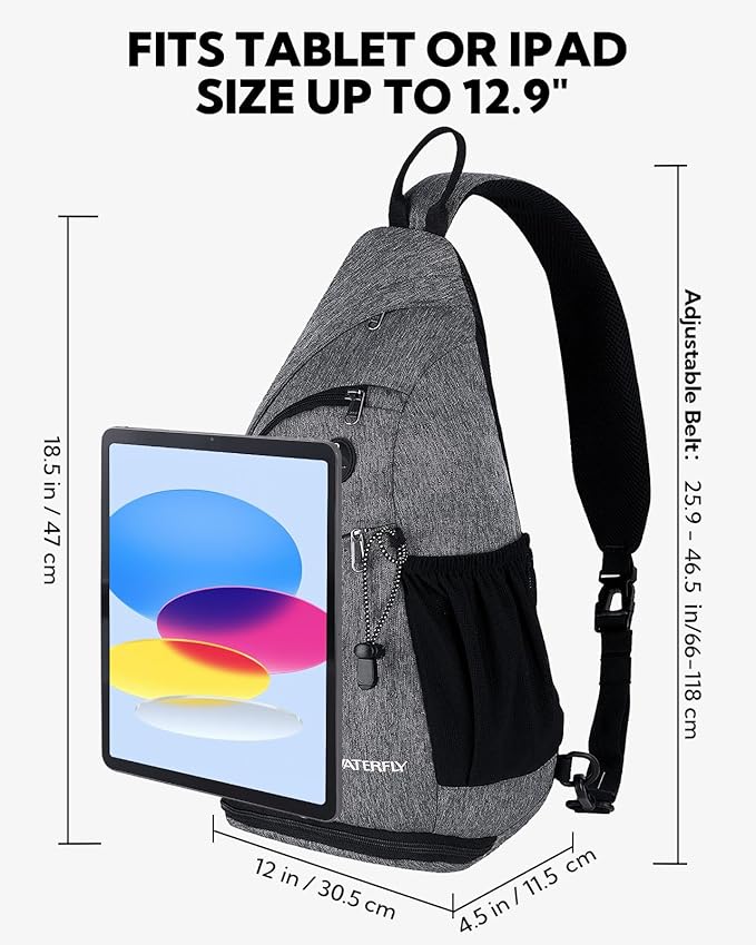 WATERFLY Sling Bag Sling Backpack Small Crossbody Shoulder Bag for Men Women Traveling Cycling Hiking Daypack