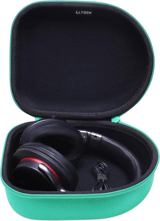 Headphone Headset Case Compatible with Audio-Technica ATH-M20x/JBL/Raycon/Soundcore Anker/Sony/Beats/JLab/TOZO/Logitech/BERIBES/KVIDIO Headphones, Large Headphone Case Hard Shell(Green)