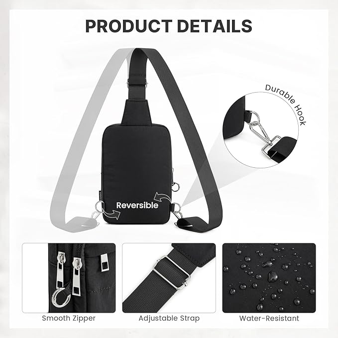 G4Free Small Sling Bag for Women, Anti Theft RFID Blocking Mini Crossbody Purse for Travel, Black