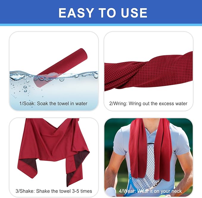 Pallesen Cooling Towel, Cooling Towels for Neck and Face, Cooling Towels for Hot Weather, Sports Cooling Towels, Cooling Towels for Yoga, Running & Gym, 5-Pack, 40" x 12", Random Color