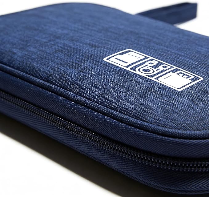 Yamrots Travel Cable Organizer, Electronic Organizer Travel Case, Portable Storage Bag for SD Card, Charger, Power Bank, Earphone (Navy blue)