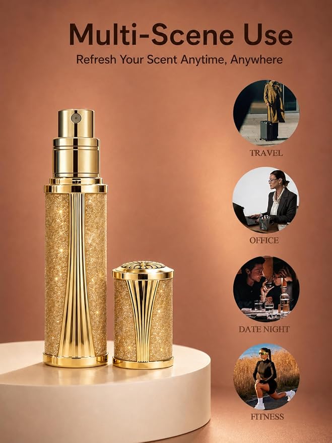 Aeollik 5ml Travel Perfume Bottle Refillable Leakproof, Mini Atomizer Sprayer for Perfume (with Gift Box)