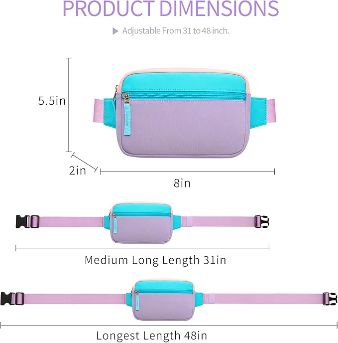 Fanny Pack Birthday Graduation Gifts for 7 8 9 10 11 12 13 Year Old Teen Girls Her Kids, Preppy Cute Trendy Stuff Colorblock Crossbody Bag Adjustable Belt Bags for Travel Essentials