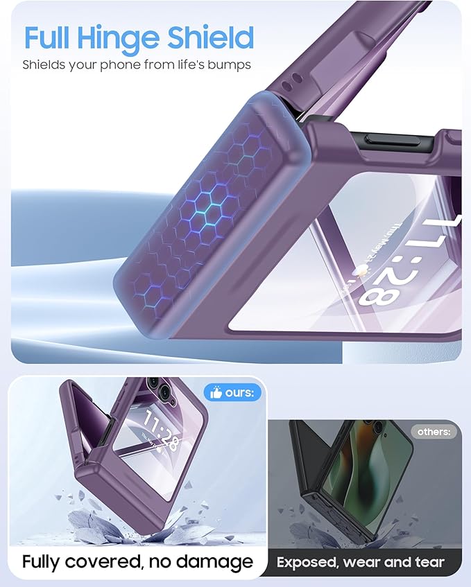 for Motorola Razr 2026 Case with Hinge Protection, Screen Protector, Ultra-Thin Skin Feel Translucent Frosted, Shockproof Cover for Moto Razr 2026-Purple