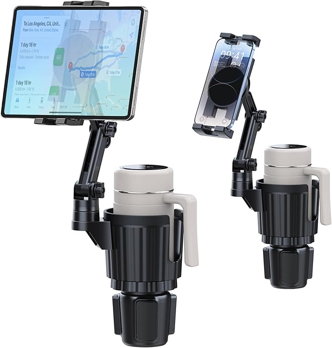 Cup Holder Tablet Mount, Ipad Cup Holder Car Mount with Adjustable Arm for Tablet iPhone 3-11in iPad Pro Air Mini, Fire, iPhone 15, Galaxy S24 Z Fold 5