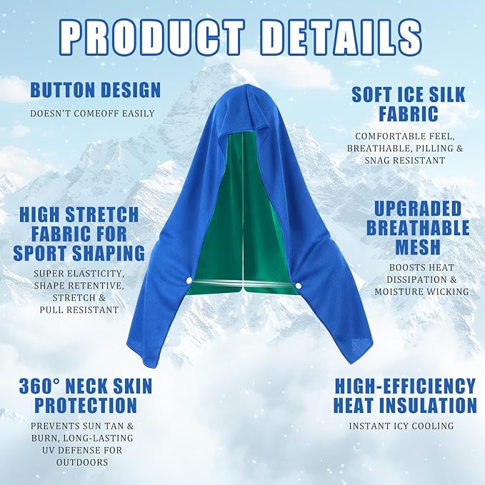 Breling 10 Pack Cooling Hoodie Towels for Neck and Face, UPF 50 Sun Protection and Evaporative Cool Technology, Ice Towels for Hot Weather Sport, Gym, Camping Summer Outdoor Activity(Multicolor)