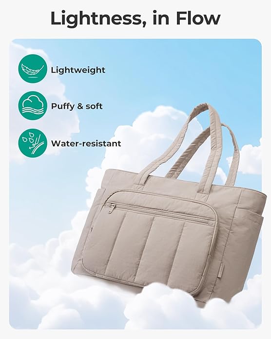 BAGSMART Tote Bag for Women, 2 Set Tote Bag with Zipper, Quilted Nurse Handbags for Work Travel College | 20L Capacity