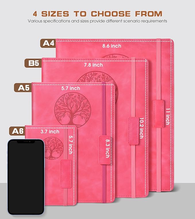 Lined Journal Notebook for Women Men,256 Thick Pages,A5 Hardcover Vintage Leather Journal for Writing,Travel,Business,Work, School,College Ruled Notebooks for Note Taking,Daily Diary 5.7"×8.3"