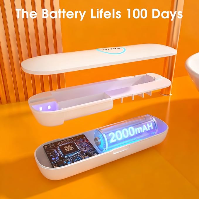 iHave Toothbrush Sanitizer for Electric Toothbrushes, Portable UV Toothbrush Travel Case with Auto-Cycle Disinfection & 100-Day Standby for Travel, Vacation & Camping (Case Only - No Toothbrush)