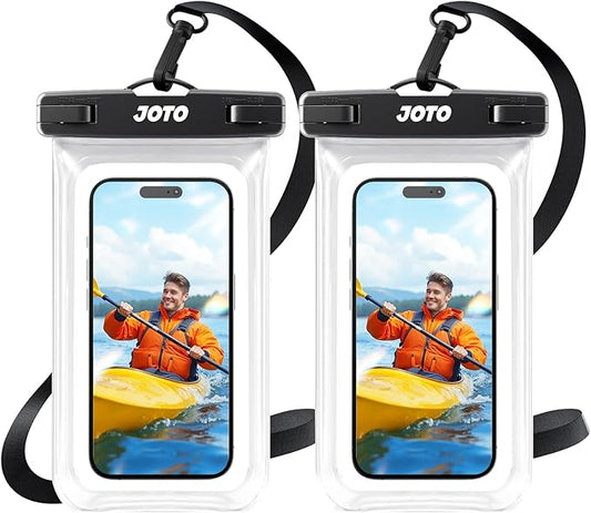 JOTO 2 Pack Waterproof Phone Pouch Case Up to 7", IPX8 Underwater Phone Case Cellphone Dry Bag for iPhone 17/Air 16 15 14 13 12 Pro Max Xs Max XR X 8 7 6S Plus SE/Galaxy S24 S23 S22 -Clear