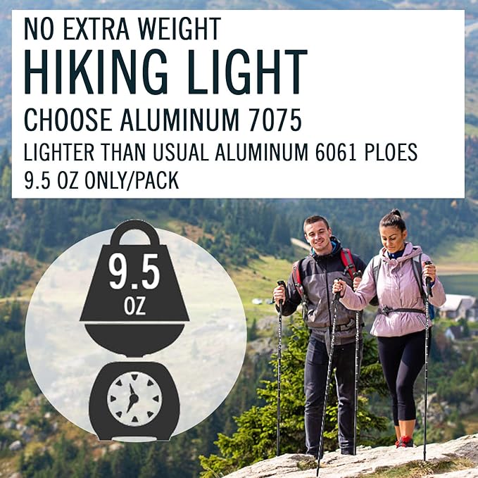 Trekking Poles Collapsible Hiking Poles, COENGWO Aluminum 7075 Walking Poles Sticks with Adjustable Lock for Mountaineering, Camping, Backpacking, 2 Poles