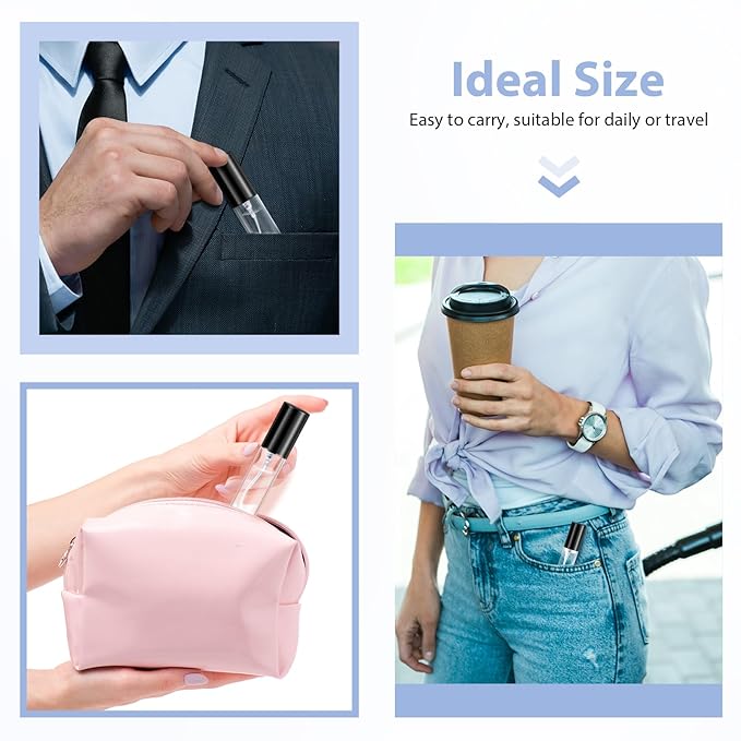 Yinder 25 Pcs 15 ml Glass Refillable Perfume Bottles Bulk Travel Empty Perfume Atomizer Sprayers Portable Spray Bottles Mini Sample Fragrance Containers, Black