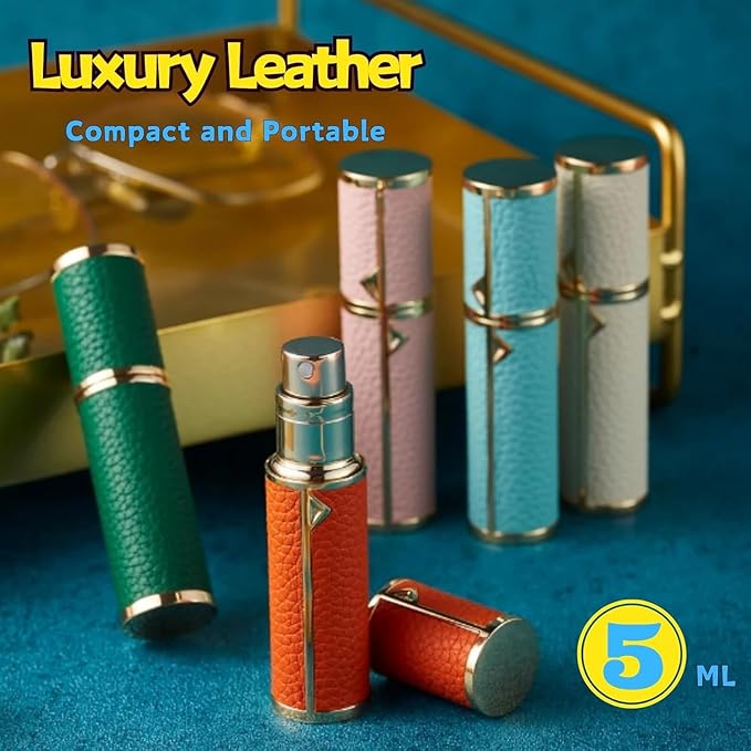 Travel Perfume Bottle Refillable,Perfume Travel Refillable Mini Spray Bottles Leather Cologne Dispenser, Portable Empty Spray Bottle Cologne Dispense Filling Atomizer 5ml (Pink)