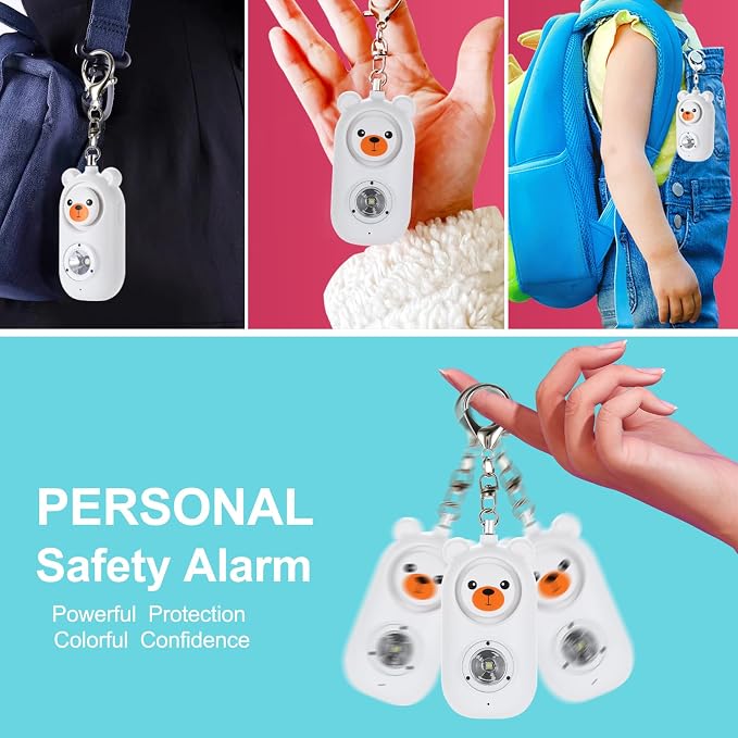 130dB Rechargable Personal Safety Alarm for Women, Safe Alarm Protection Keychain with Strobe Light, Security Siren Self Defense for Students, Girls