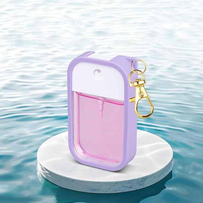 TERPINK Silicone Case Compatible with Touchland Hand Sanitizer Spray, Protective Case with Keychain for Power Mist and Glow Mist 1 fl oz, Hand Sanitizer Spray Accessory (Purple, 1 Pack)