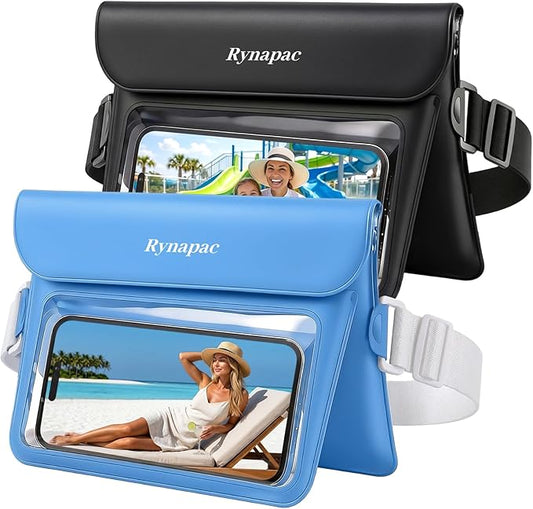2 Pack Waterproof Fanny Pack for Woman Man, IPX8 Swimming Dry Belt Bag, Passport Wallet Phone Pouch Double Space, Elastic Waistband, Beach Cruise Vocation Essentials 2026