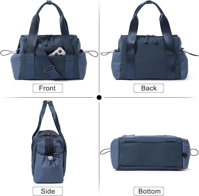 Bucosd Small Gym Bag for Women, Mini Crossbody Gym Duffle Bag with Wet Compartment, Carry on Gym Tote Bag for Workout Dance Sport Travel (Mini-Blue)