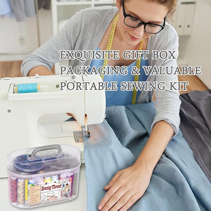 40 Spools of Sewing Thread,Gift Box Portable Basic Sewing Repair Kits (Grey)
