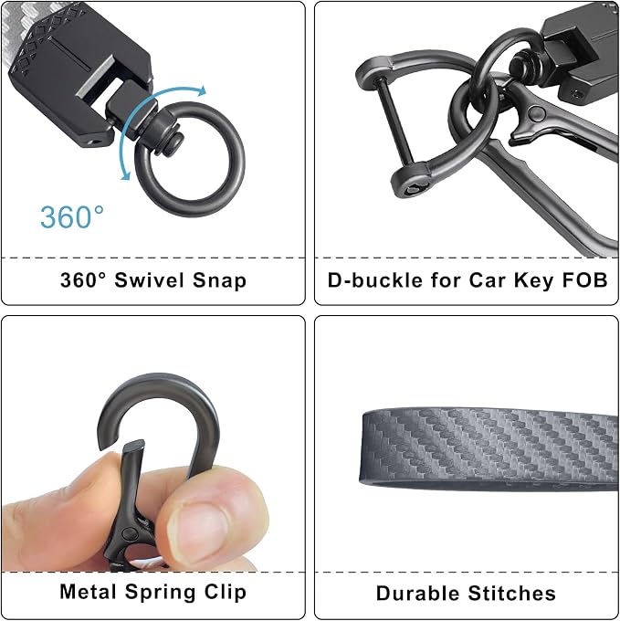 OHKYOOT Leather Car Keychain,Carabiner Clip Key Fob Keychain for Home Car Keys Women Men