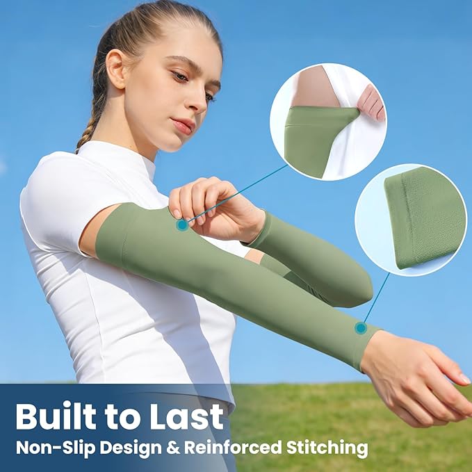 Mochabao 8 Pairs Soft Arm Sleeves, UV Sun Protection Cooling Compression Arm Covers for Outdoor Work, Sports, Men & Women