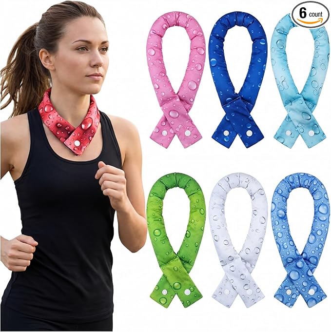 Xuhal 6 Pieces Cooling Neck Wraps Cooling Bandana Neck Cooler Ice Cooler Scarf for Women Summer Outdoor Sport Activity