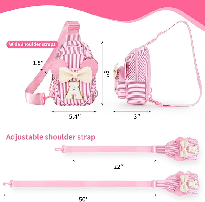 Girl's Initial Crossbody Sling Bag, Small Toddler Fanny Pack For Girl Kid, Girls Purses For Birthday Gifts For 3 4 5 6 7 8 Years Old