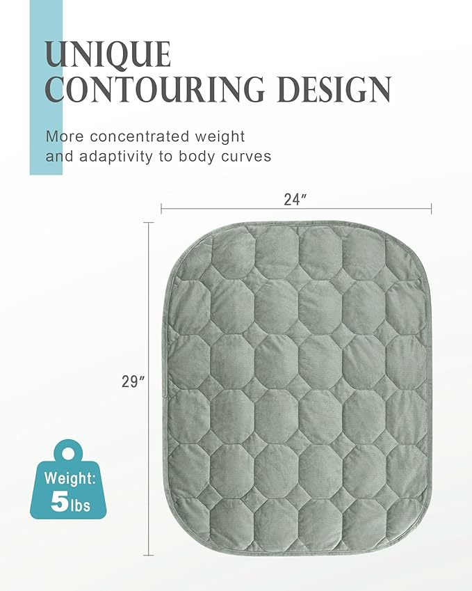 Cottonblue Weighted Lap Blanket Pad 5 lbs 29" x 24", Cozy Luxury Crystal Velvet Weighted Blanket for Adults Teens, Small Weighted Blanket Throw All Season for Travel Relaxation Sleeping, Sage Green