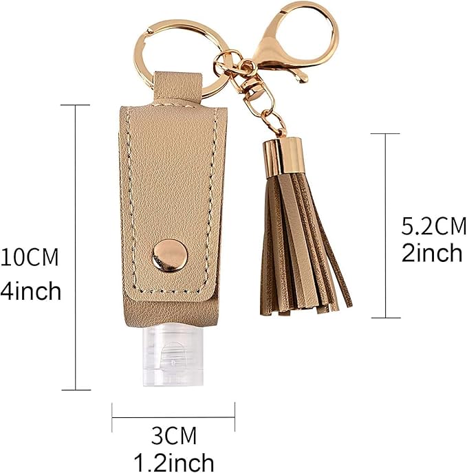 Milcraft Portable Empty Travel Bottle Keychain Hand Sanitizer Bottle Holder 3 Pack 1oz / 30ml Small Squeeze Bottle Refillable Containers for Toiletry Shampoo Lotion Soap (Black+Grey+Khaki)