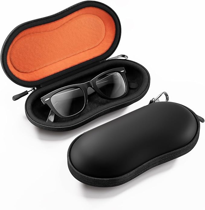 ProCase Sunglasses Case, Hard EVA Shell Shockproof Eyeglass Case for Men Women with Metal Hanging Hook and Velvet Lining, Travel Zipper Sport Glasses Holder Organizer Fathers Day Gift for Dad -Black